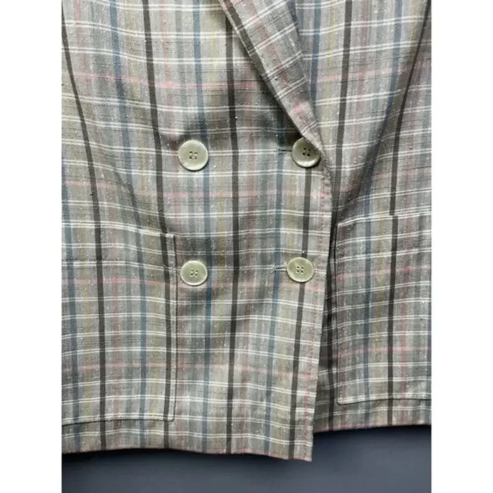 Counry Sophisticates Petite‎ Pendleton Jacket Blazer Womens 4 Tan Silk Plaid VTG